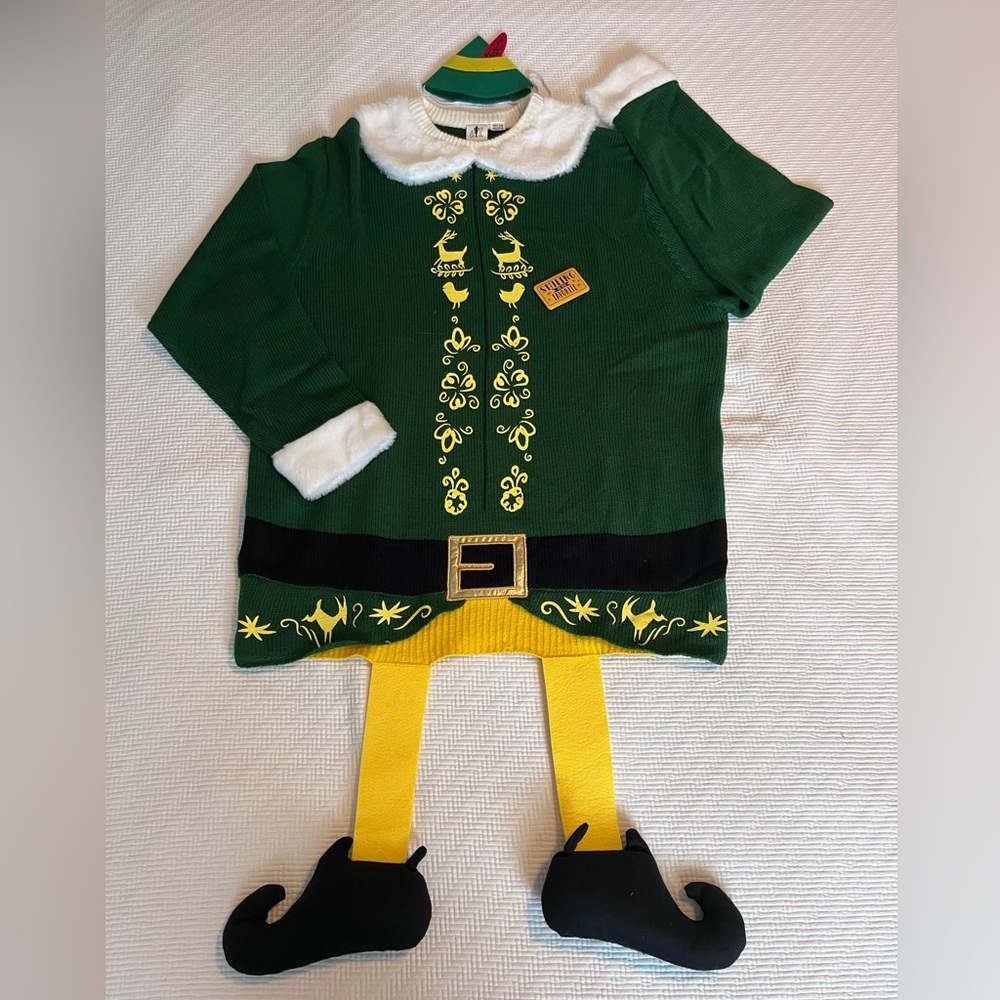 Elf Costume Sweater with Green and Yellow Design (S/M)